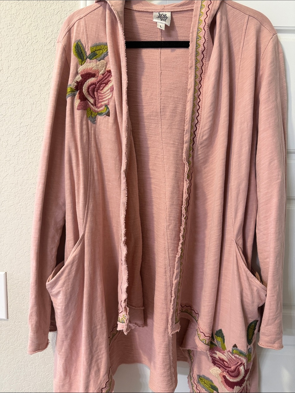 ivy jane Pink Floral Embroidered Wide Leg Pants & Hooded Jacket Set - Picture 2 of 6